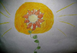 Sunflowers grow into the light by Evie